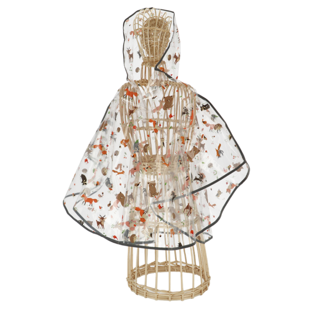 Load image into Gallery viewer, ESSCHERT DESIGN Transparent Children's Poncho - Forest Animals