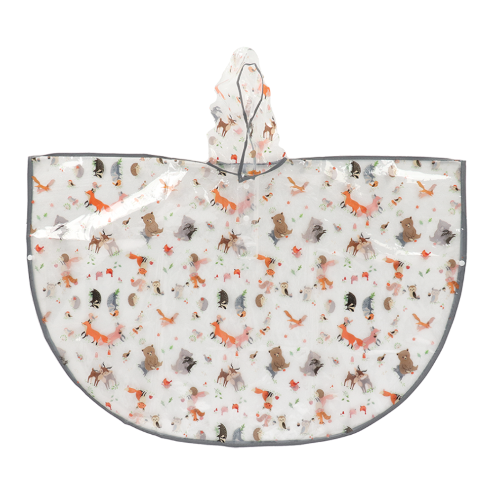 Load image into Gallery viewer, ESSCHERT DESIGN Transparent Children's Poncho - Forest Animals