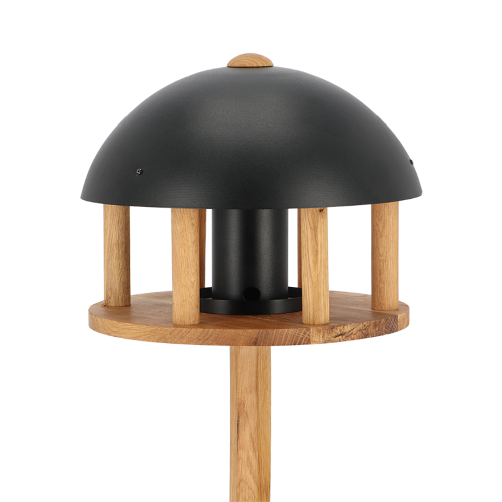 Load image into Gallery viewer, ESSCHERT DESIGN Freestanding Black & Oak Bird Feeder - Round