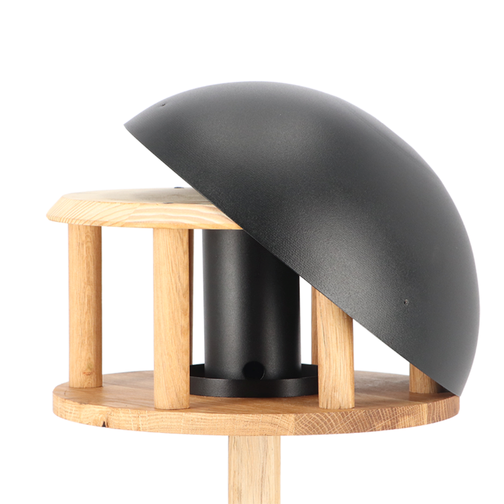 Load image into Gallery viewer, ESSCHERT DESIGN Freestanding Black & Oak Bird Feeder - Round