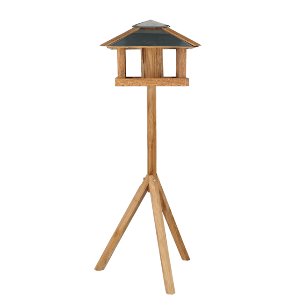 Load image into Gallery viewer, ESSCHERT DESIGN Freestanding Black & Oak Bird Feeder - Square