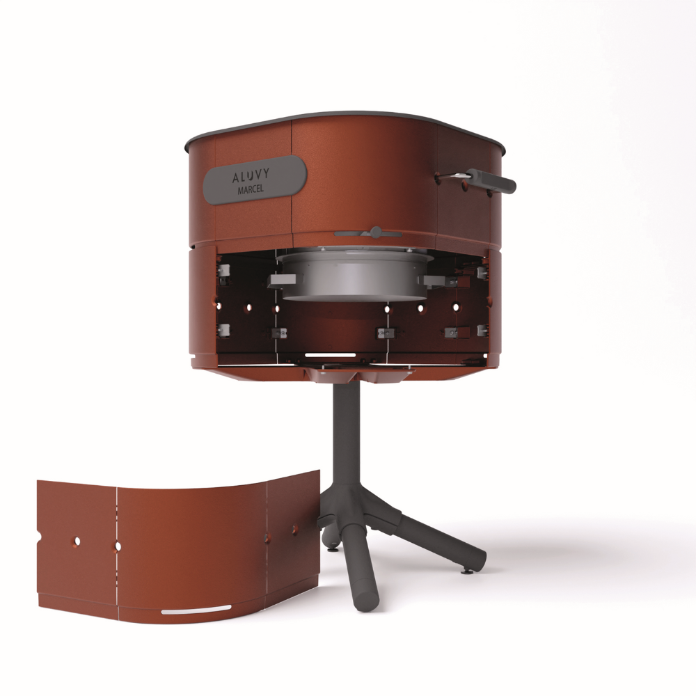 Load image into Gallery viewer, ALUVY MARCEL Basalt Charcoal Barbeque with Cover & BBQ Tool Set - Terracotta