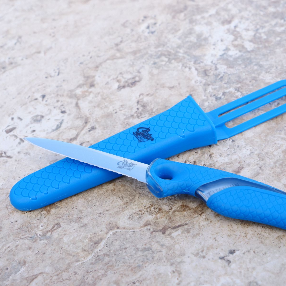Load image into Gallery viewer, CAMILLUS Cuda Serrated Net Knife With Sheath **CLEARANCE**