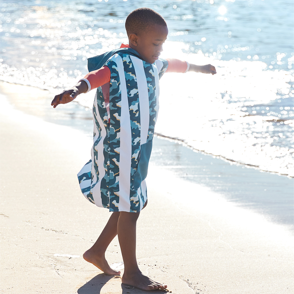 Load image into Gallery viewer, DOCK & BAY Quick-dry Poncho Hooded Towel 100% Recycled Kids Collection - Cool Camo