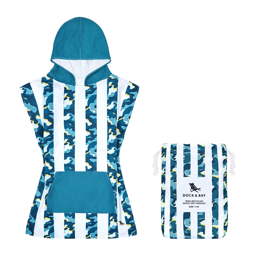 Load image into Gallery viewer, DOCK & BAY Quick-dry Poncho Hooded Towel 100% Recycled Kids Collection - Cool Camo