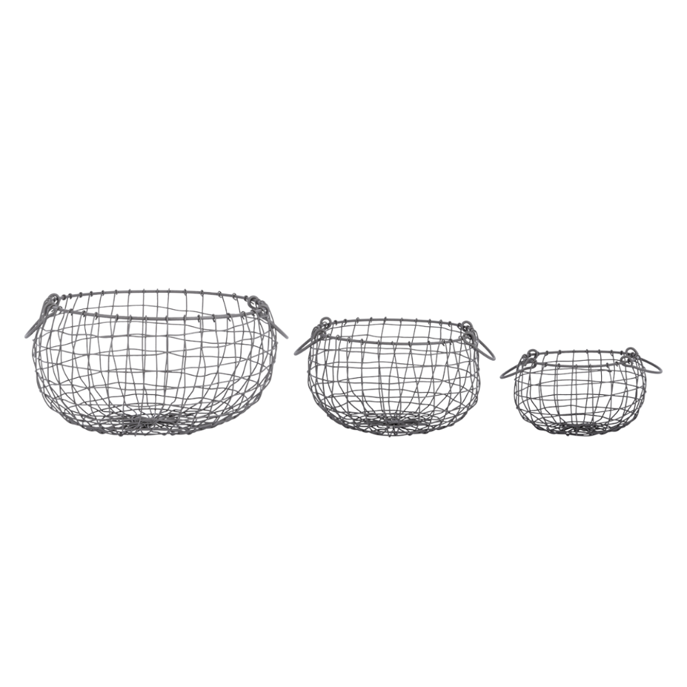 ESSCHERT DESIGN Small Round Wire Basket - Set of 3