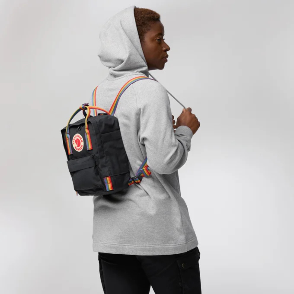 Load image into Gallery viewer, FJALLRAVEN Kanken Rainbow Mini Backpack - Black