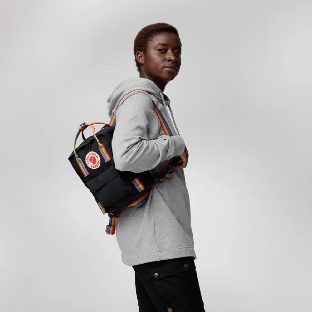 Load image into Gallery viewer, FJALLRAVEN Kanken Rainbow Mini Backpack - Black