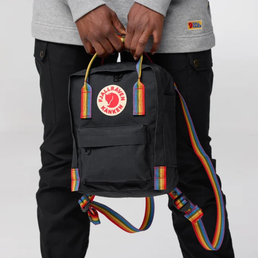 Load image into Gallery viewer, FJALLRAVEN Kanken Rainbow Mini Backpack - Black