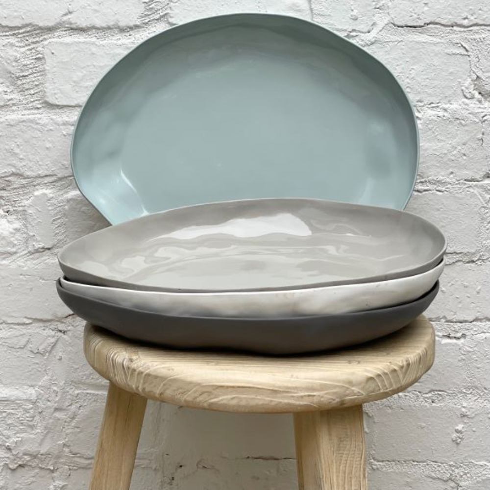 Load image into Gallery viewer, FLAX Serving Platter Oval 38cm - Duck Egg Blue