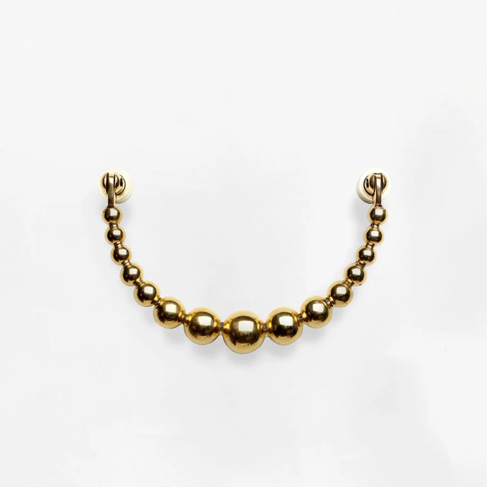 Load image into Gallery viewer, GARDEN GLORY Pearl Ribbon Door Knocker - Polished Brass **Limited Stock**