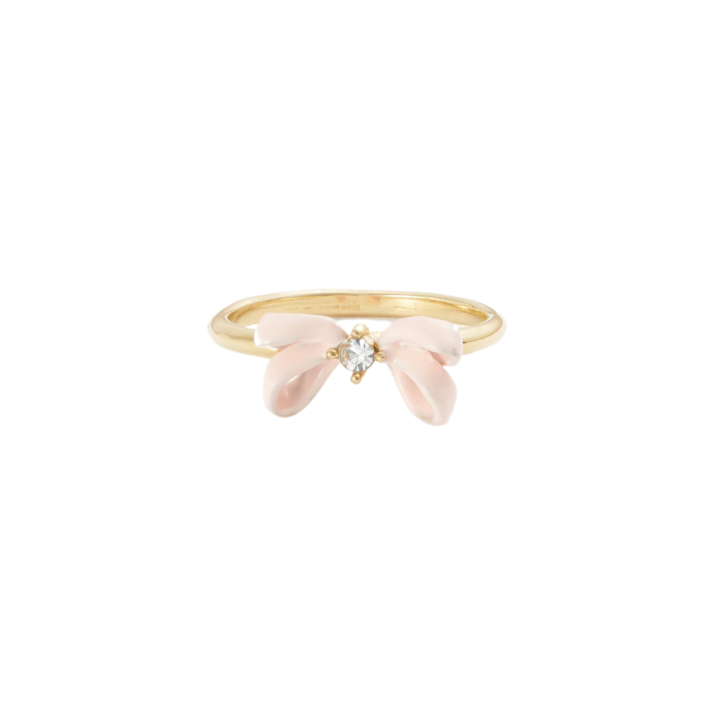 Load image into Gallery viewer, LES NEREIDES Adjustable Ring - Pink Ribbon & Faceted Crystal