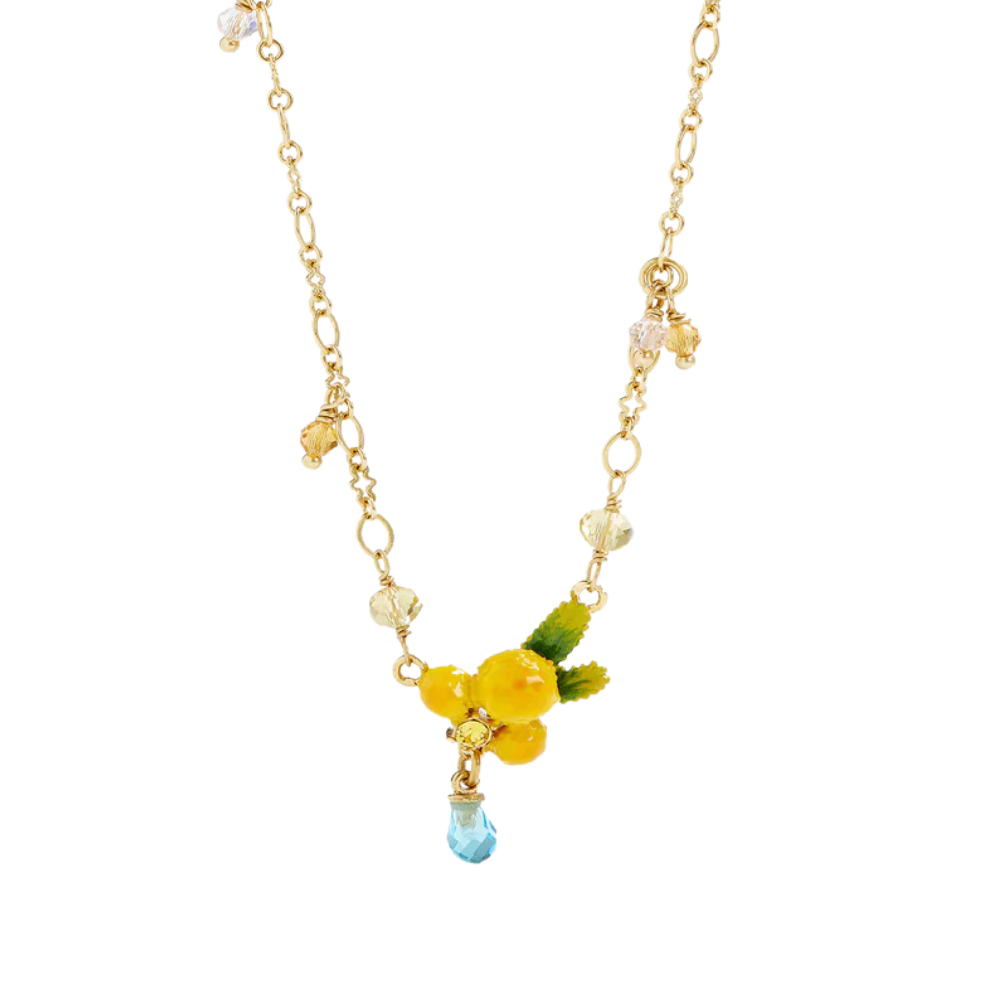 Load image into Gallery viewer, LES NEREIDES Pendant Necklace - Mimosa Flower & Double Fern
