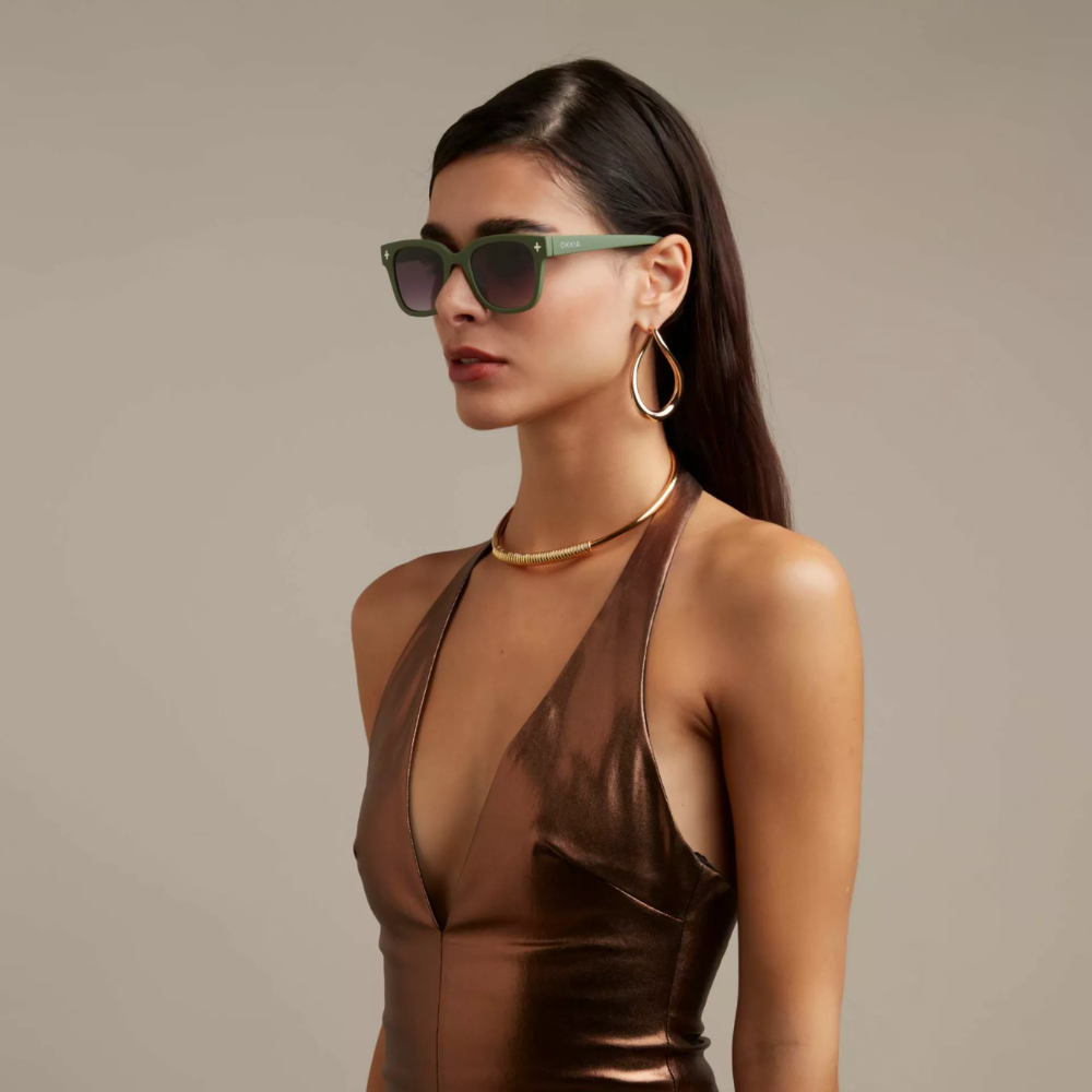 Load image into Gallery viewer, OKKIA Giovanni Adult Sunglasses - Green & Black