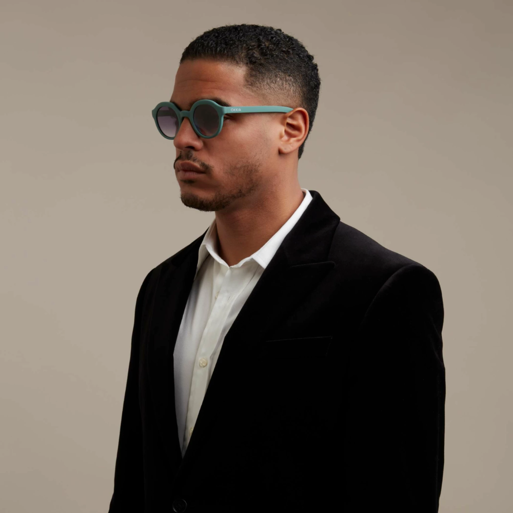 Load image into Gallery viewer, OKKIA Lauro Adult Sunglasses - Green Sage & Black Gradient Lens