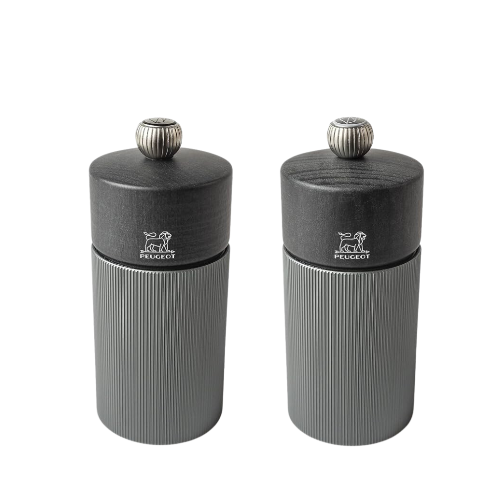 PEUGEOT Line Salt/Pepper Mill Set Aluminium & Graphite Wood 12cm