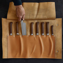 Load image into Gallery viewer, OPINEL 8-Slot Leather Chef Knife Carrier