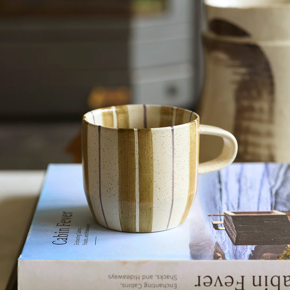 Load image into Gallery viewer, ROBERT GORDON Cat's Pyjamas Mug - Olive Stripe