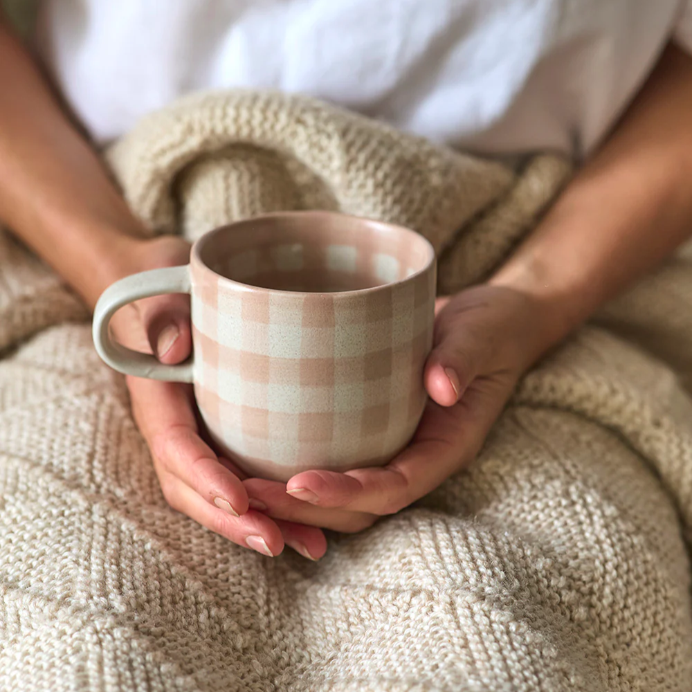 Load image into Gallery viewer, ROBERT GORDON Cat's Pyjamas Mug - Soft Terracotta Check