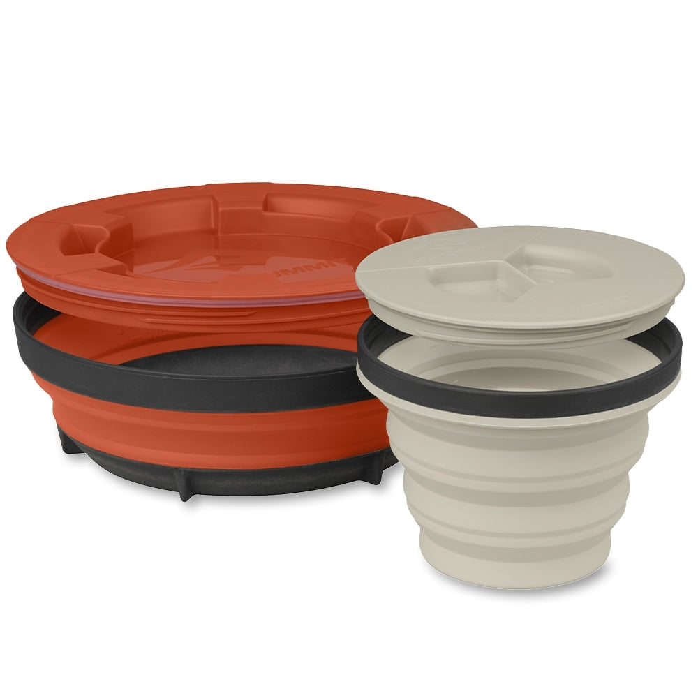 SEA TO SUMMIT X-SEAL & GO Collapsible Food Bowl Set with Airtight Lids - Large - Sand/Rust