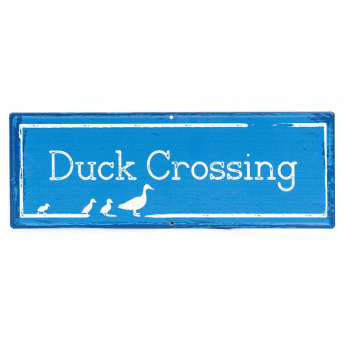MARTHA'S VINEYARD Vintage Style Garden Sign - Duck Crossing - Blue
