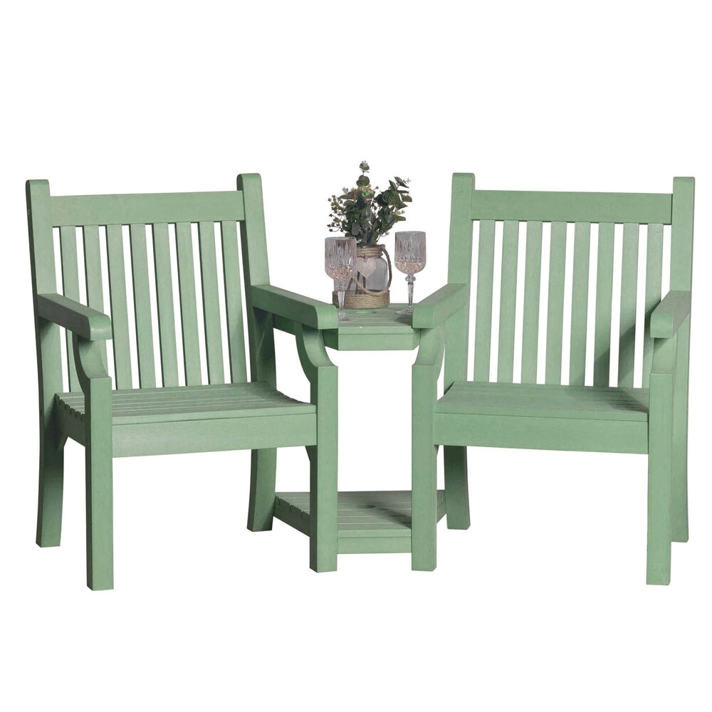 WINAWOOD Sandwick Love Seat With Table - 1720cm - Duck Egg Green