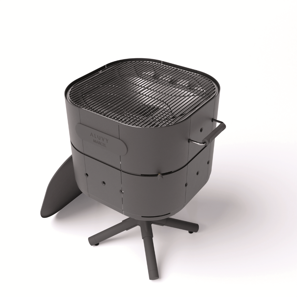 Load image into Gallery viewer, ALUVY MARCEL Basalt Charcoal Barbeque with Cover & BBQ Tool Set - Anthracite
