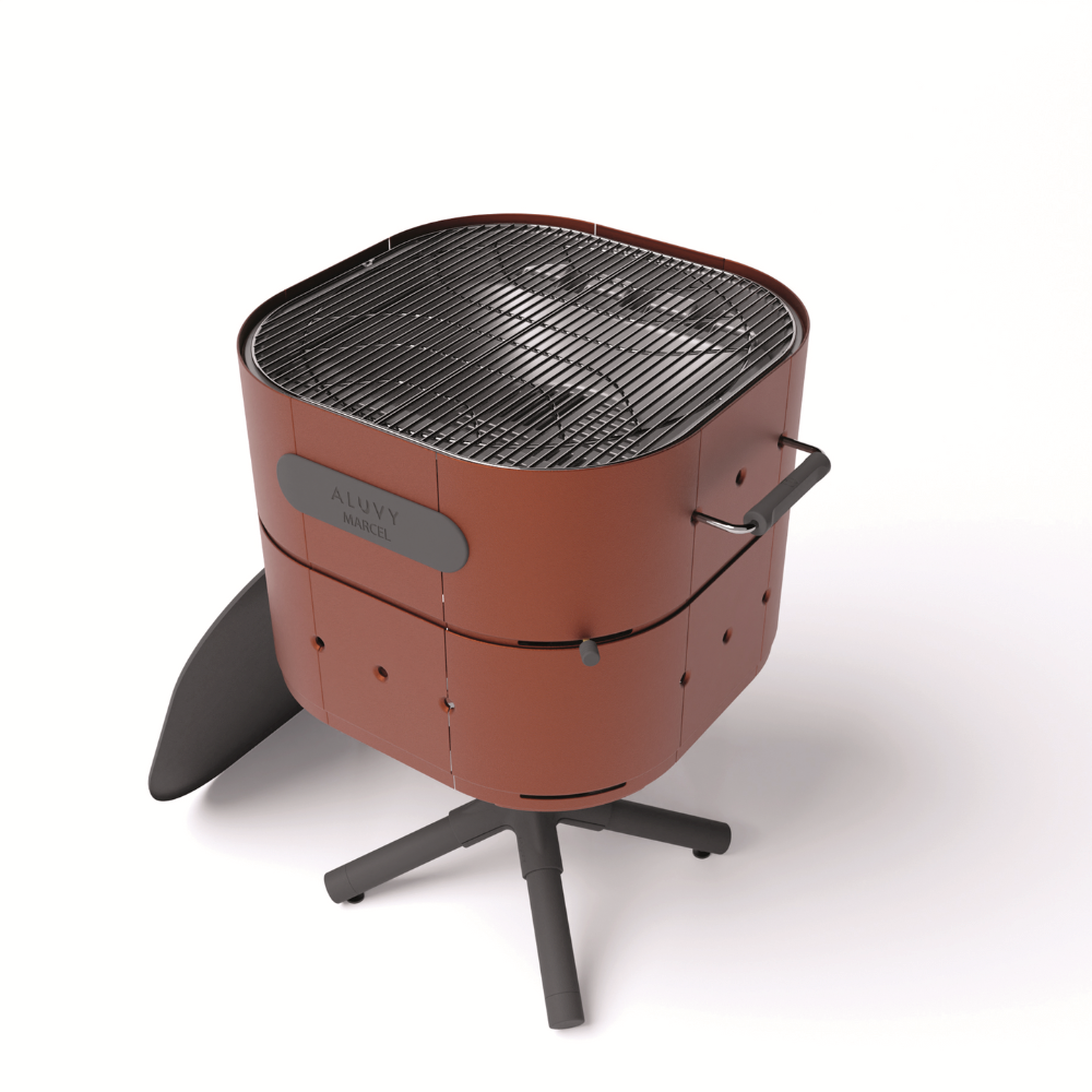 Load image into Gallery viewer, ALUVY MARCEL Basalt Charcoal Barbeque with Cover & BBQ Tool Set - Terracotta