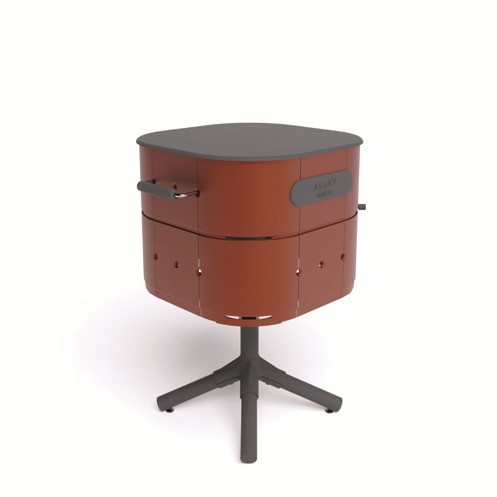 Load image into Gallery viewer, ALUVY MARCEL Basalt Charcoal Barbeque with Cover & BBQ Tool Set - Terracotta