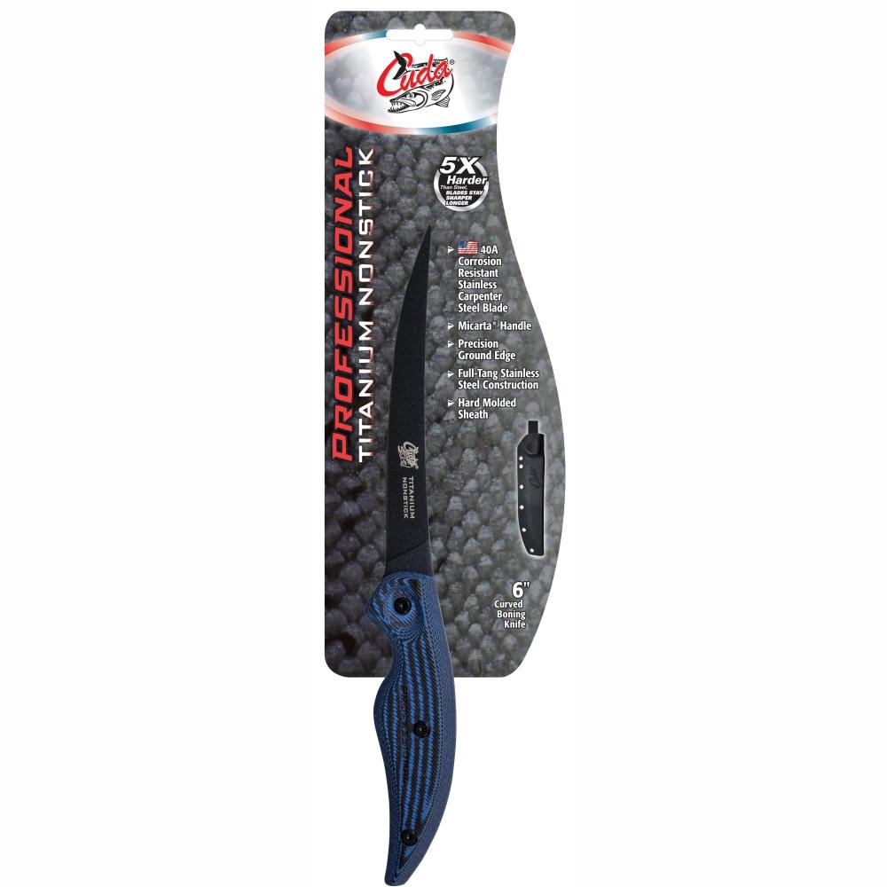 Load image into Gallery viewer, CAMILLUS Cuda Curved 6" Boning Knife with Sheath - 18128 Titanium Bonded, Non-Stick **CLEARANCE**