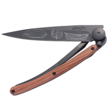 Load image into Gallery viewer, DEEJO KNIFE | Rosewood BLACK 37g - Galleon Opened