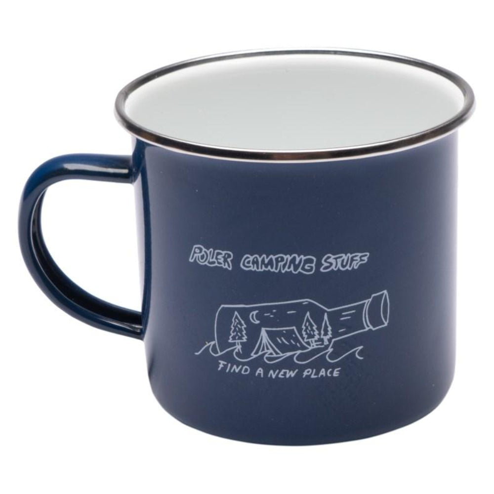 Load image into Gallery viewer, POLER Enamel Camp Mug 414ml Navy - 'Find A New Place' **Limited Stock**