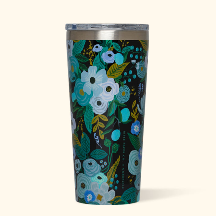 CORKCICLE x RIFLE PAPER CO. Stainless Steel Insulated Tumbler 16oz (470ml) - Garden Party Blue **CLEARANCE**