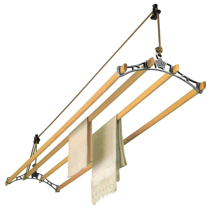 SHEILA MAID 57" Ceiling Clothes Airer 4 Bar - Original (Clear Coated Iron)