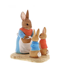 Load image into Gallery viewer, PETER RABBIT Beatrix Potter Miniature Figurine - Mrs. Rabbit, Flopsy &amp; Peter Rabbit