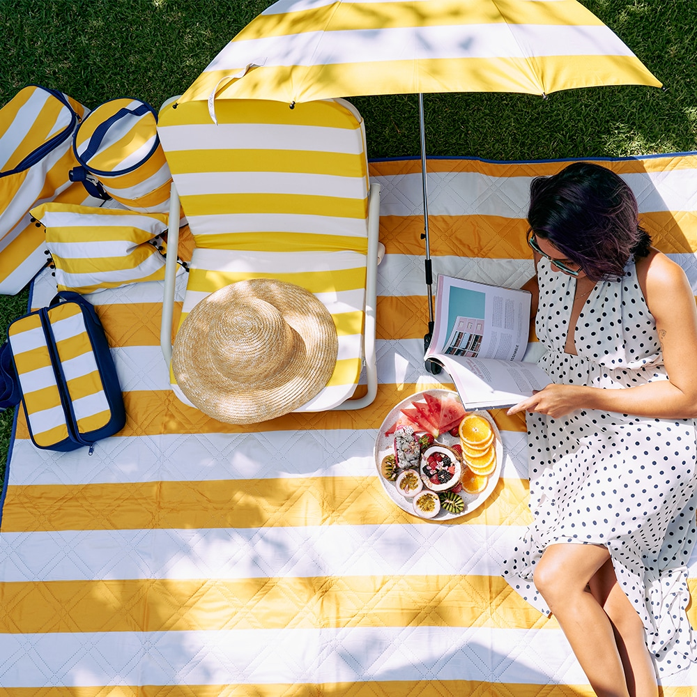 Load image into Gallery viewer, ANNABEL TRENDS Beach & Picnic Mat - Yellow Stripe