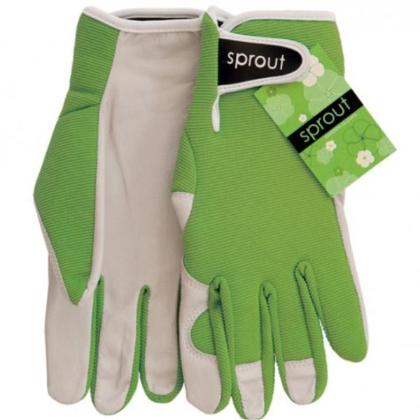 Ladies Goatskin and Lycra Gloves- Sprout brand - Olive Green
