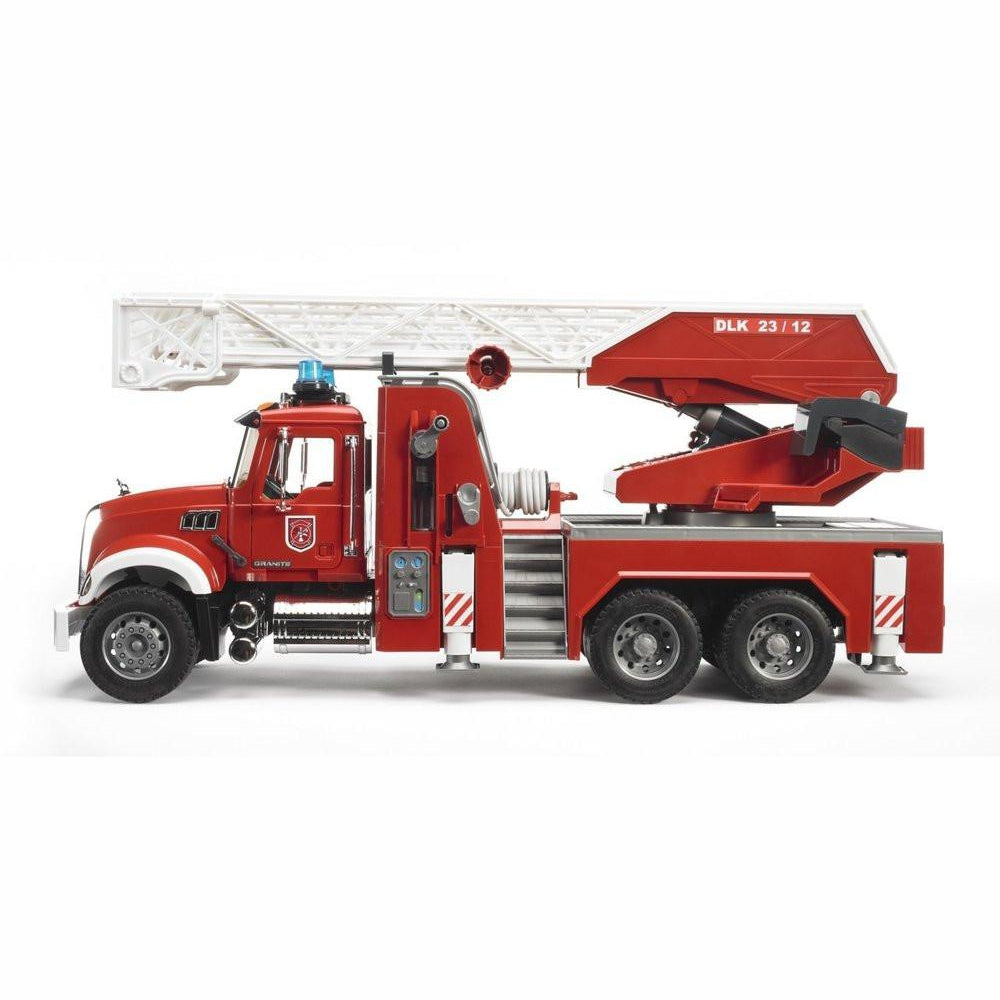 Load image into Gallery viewer, BRUDER MACK Granite Fire Engine w/Slewing Ladder & Water Pump 1:16