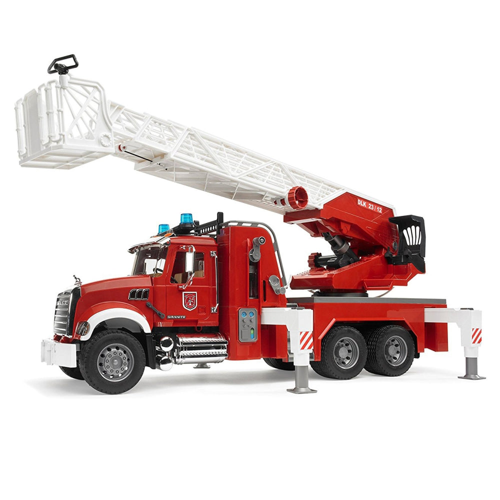 Load image into Gallery viewer, BRUDER MACK Granite Fire Engine w/Slewing Ladder & Water Pump 1:16