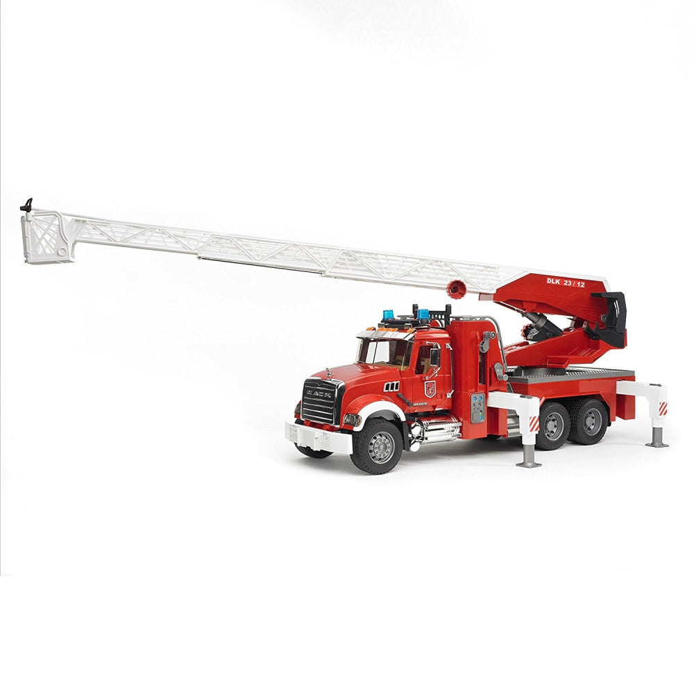 Load image into Gallery viewer, BRUDER MACK Granite Fire Engine w/Slewing Ladder & Water Pump 1:16