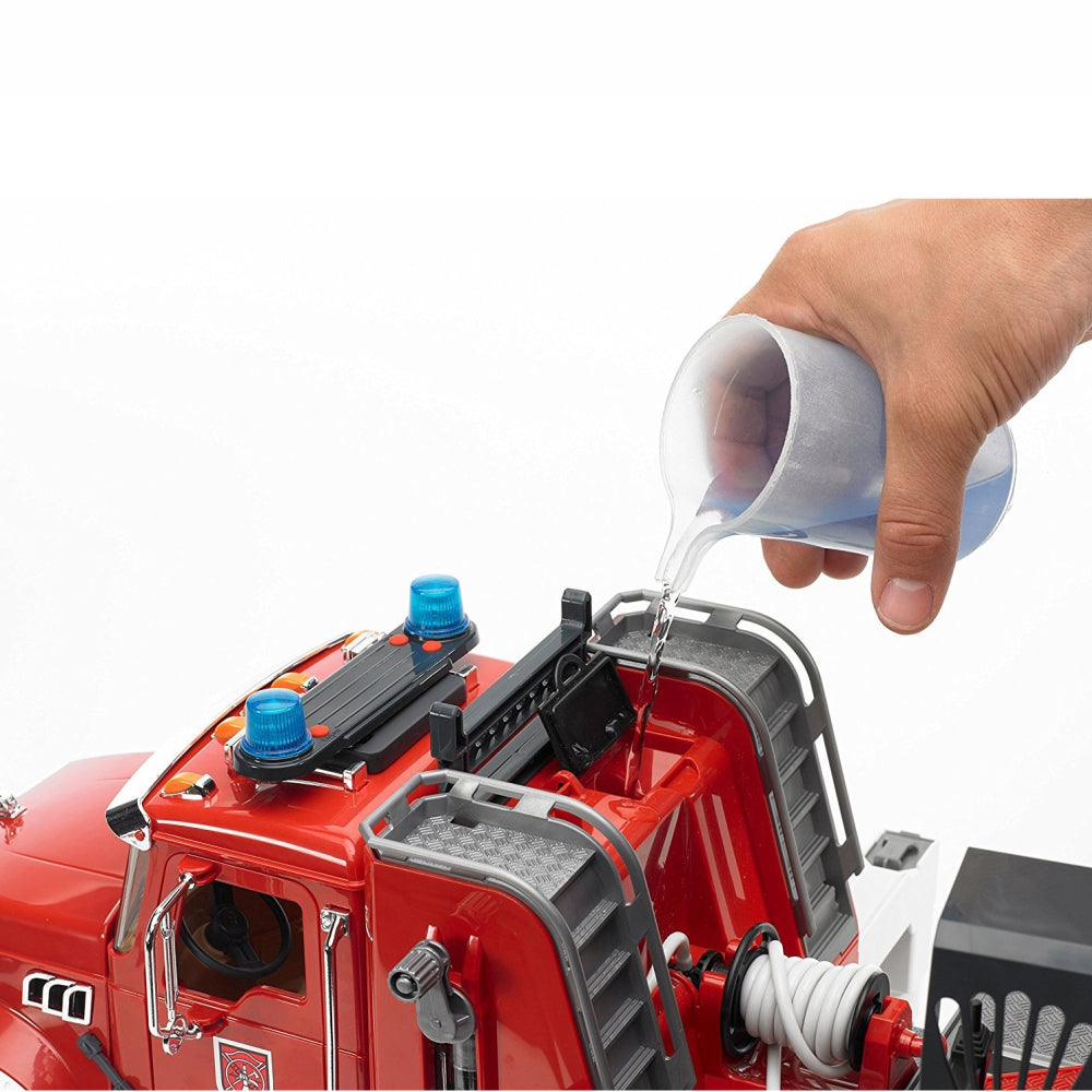 Load image into Gallery viewer, BRUDER MACK Granite Fire Engine w/Slewing Ladder & Water Pump 1:16