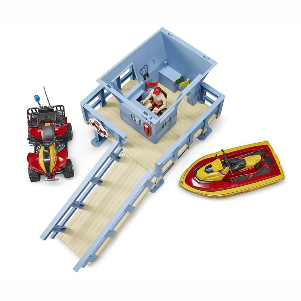 Load image into Gallery viewer, BRUDER Life Guard Station with Quad & Personal Water Craft