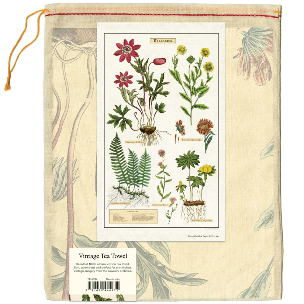 Load image into Gallery viewer, CAVALLINI & Co. 100% Natural Cotton Tea Towel - Herbarium