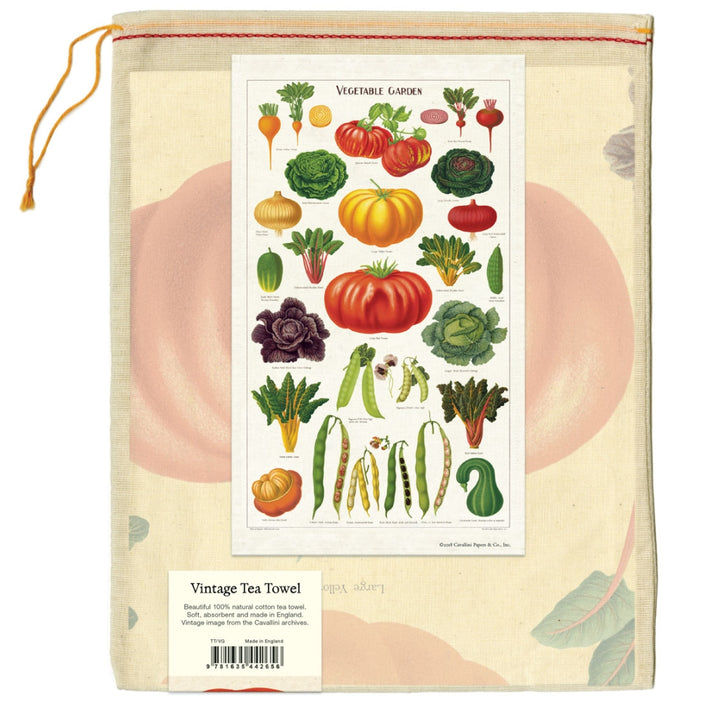 CAVALLINI & Co. 100% Natural Cotton Tea Towel - Vegetable Garden