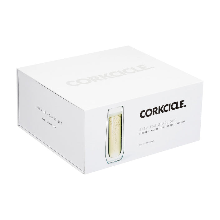 CORKCICLE Double Walled Cup Flute Glass (Pk Of 2) - Clear **CLEARANCE**