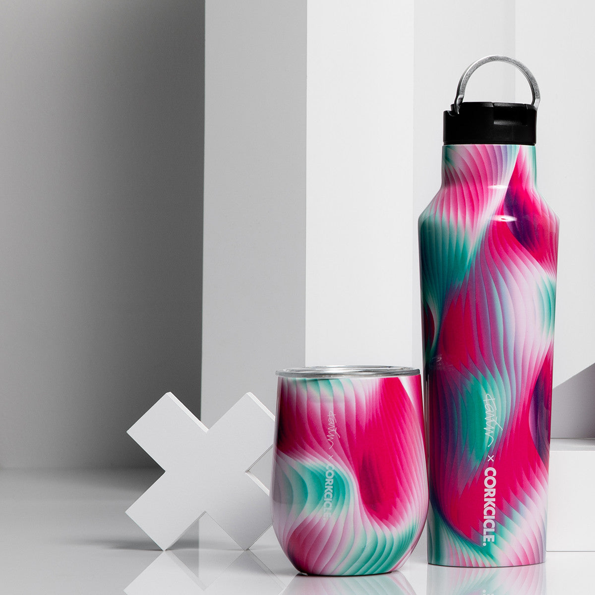Load image into Gallery viewer, CORKCICLE x KARIM RASHID Classic Stemless Insulated Stainless Steel Cup 355ml - Electroclash **Limited Stock**