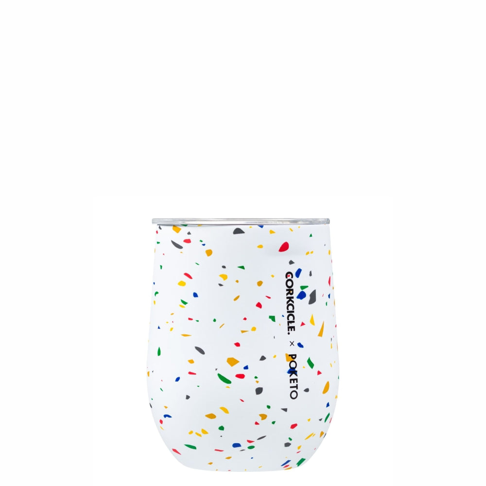 Load image into Gallery viewer, CORKCICLE x POKETO Stainless Steel Insulated Stemless Glass 12oz (355ml) - White Terrazzo **Limited Stock**