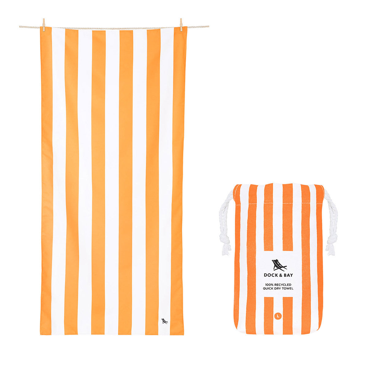 DOCK & BAY Quick-dry Beach Towel 100% Recycled Cabana Collection - Ipanema Orange