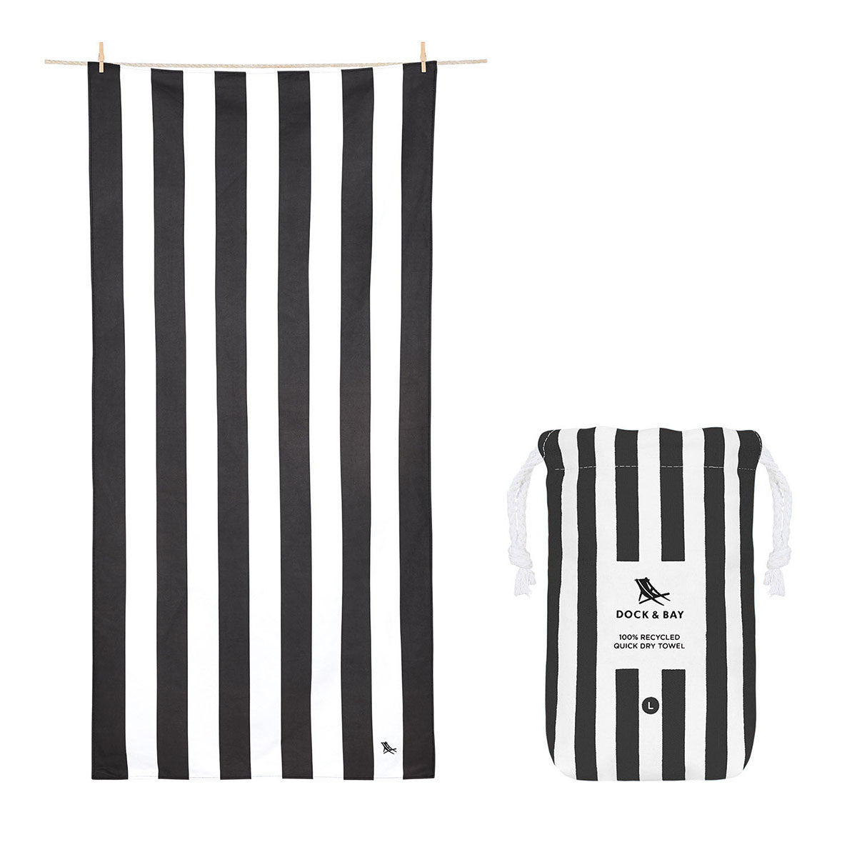 Load image into Gallery viewer, DOCK & BAY Quick-dry Beach Towel 100% Recycled Cabana Collection - Kamari Charcoal