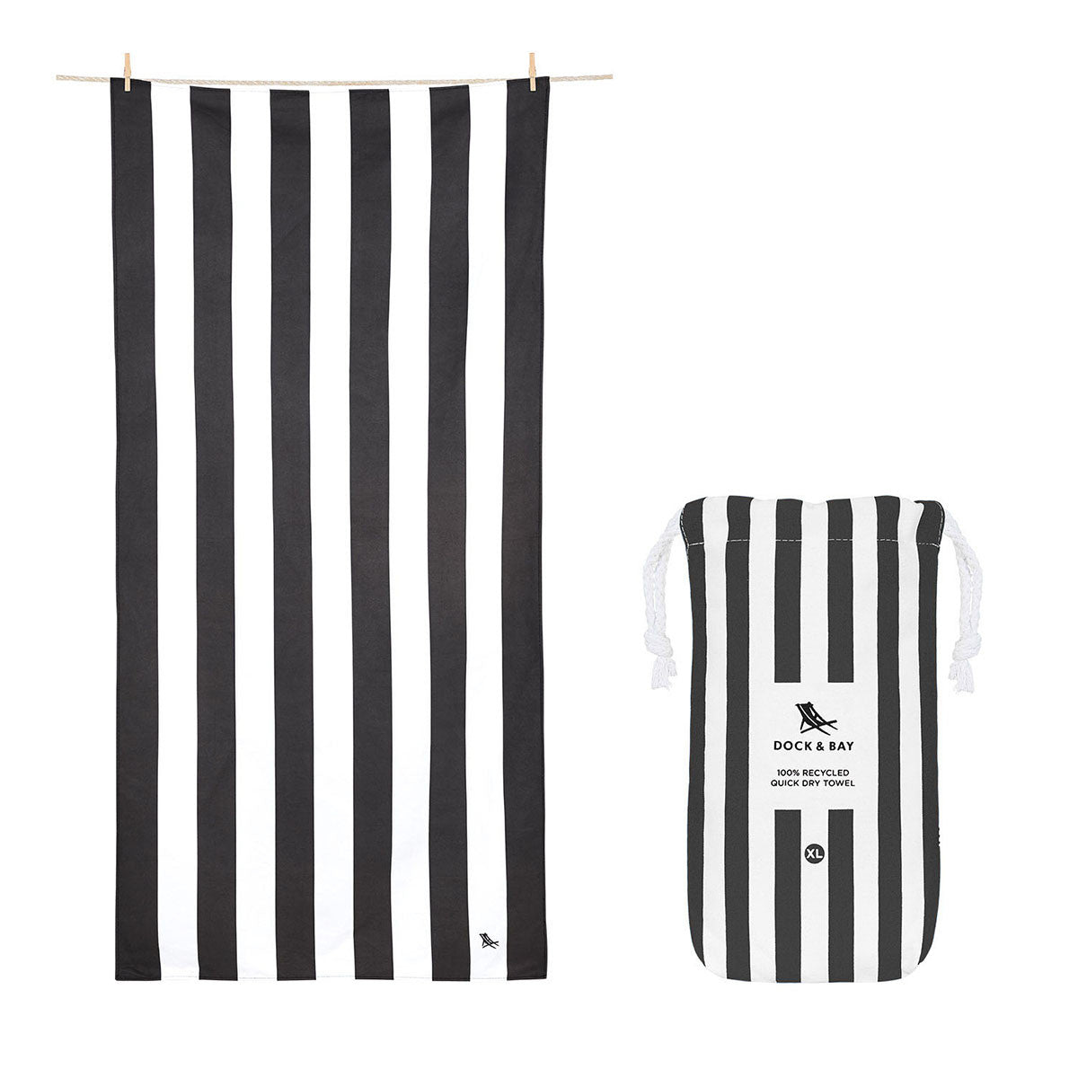 Load image into Gallery viewer, DOCK & BAY Quick-dry Beach Towel 100% Recycled Cabana Collection - Kamari Charcoal